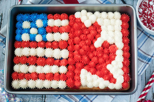 American and Canadian flag sheet cake