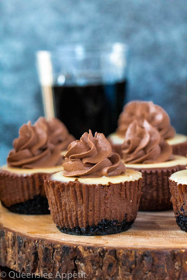 Mini Guinness Chocolate Cheesecakes with White Chocolate Baileys Ganache and Guinness Chocolate Whipped Cream