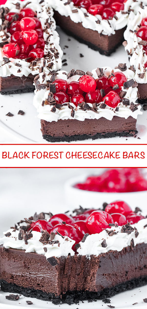 Black Forest cheesecake bars Pinterest image