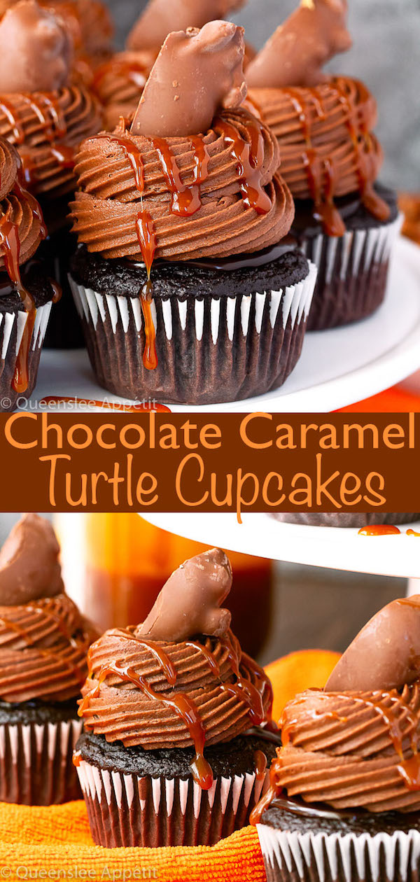 chocolate caramel turtle chocolate cupcakes