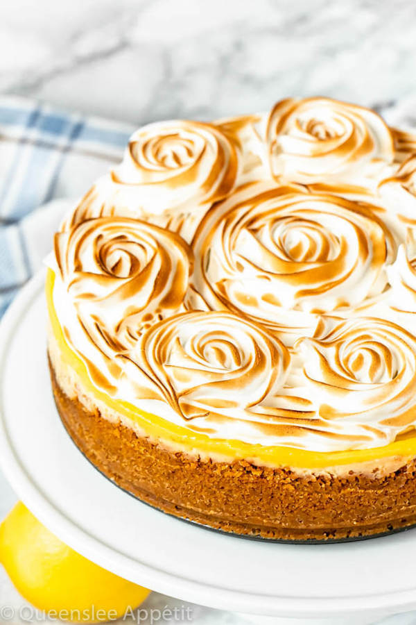 This Lemon Meringue Cheesecake is made with a rich and creamy lemon cheesecake base topped with a tart lemon curd and fluffy meringue. If you’re looking for the ultimate lemon dessert, look no further!