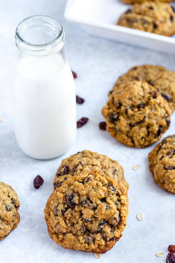 soft and chewy oatmeal raisin cookies