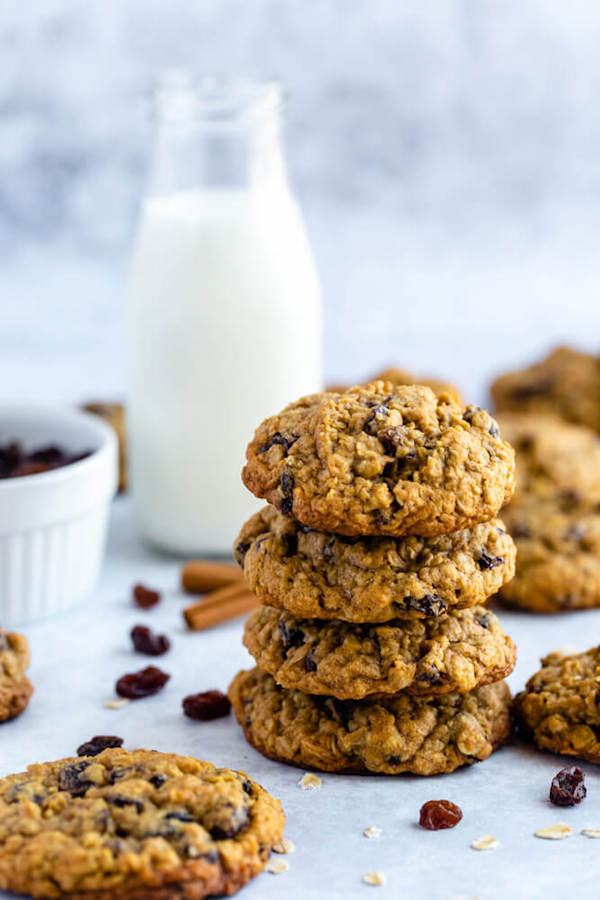 soft and chewy oatmeal raisin cookies