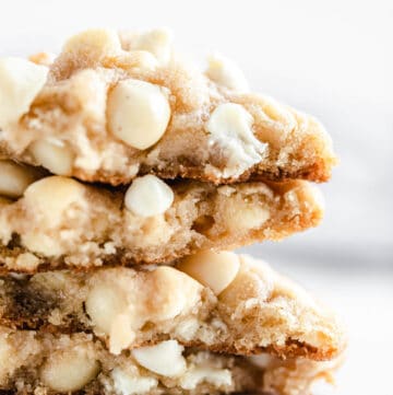 stack of halved cookies close up