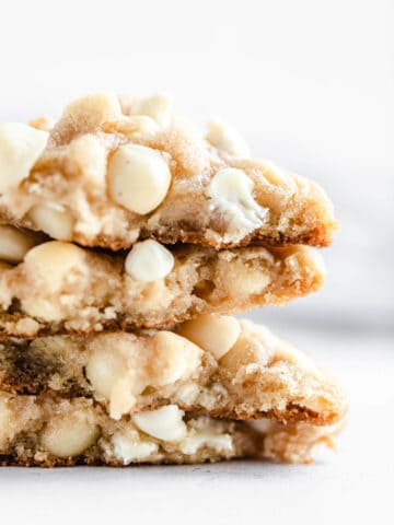 stack of halved cookies close up