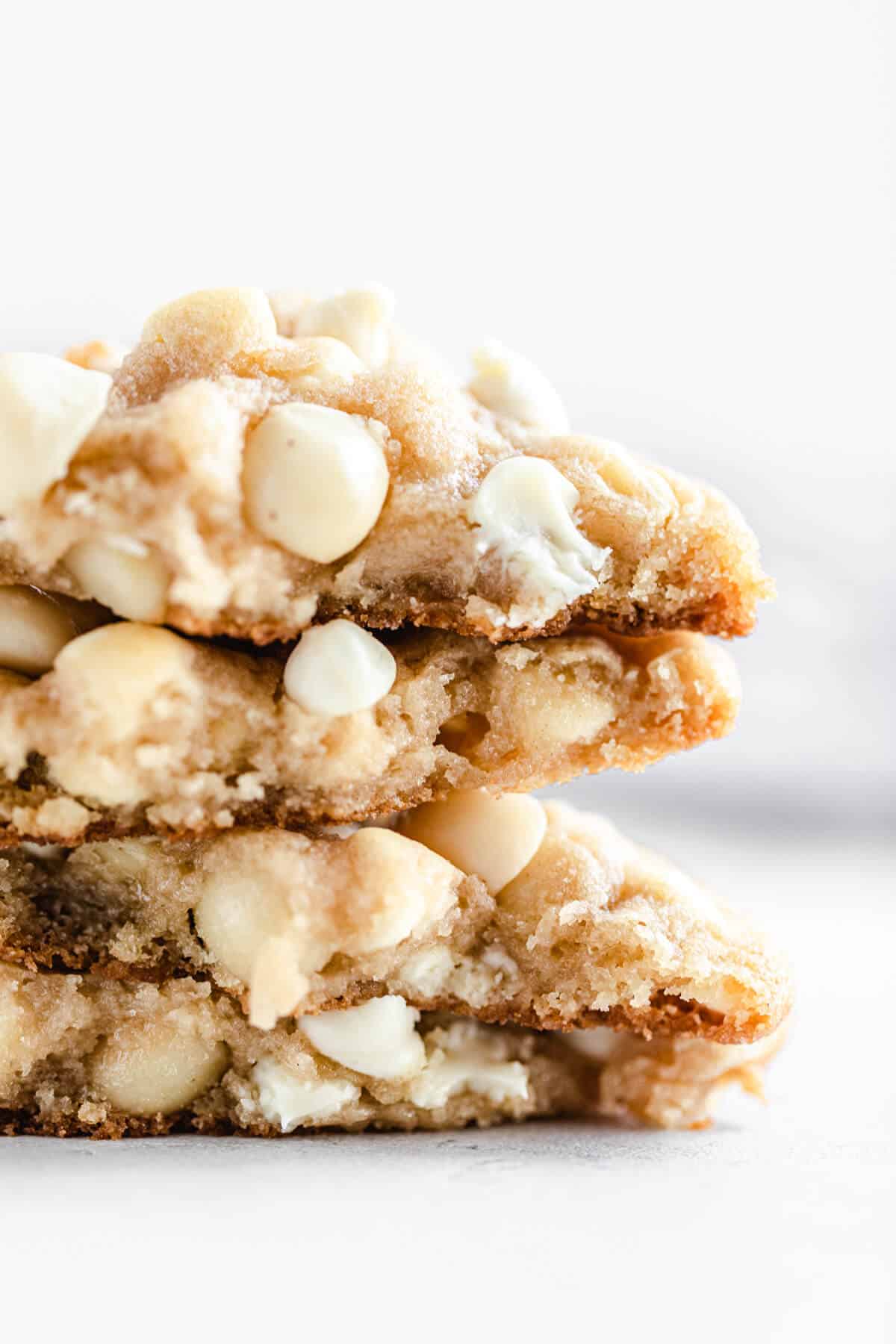 stack of halved cookies close up