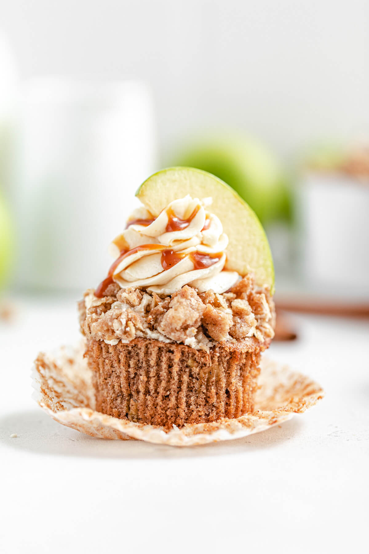 unwrapped apple cupcake