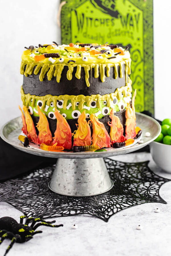 halloween witch's cauldron faultline cake
