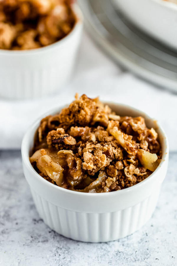 apple crisp in a ramekin