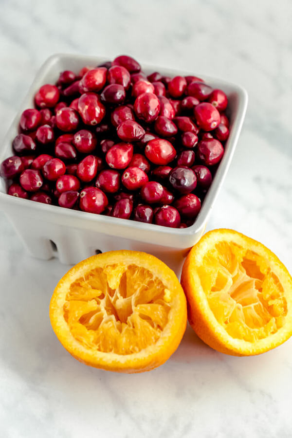 fresh cranberries and squeezed oranges