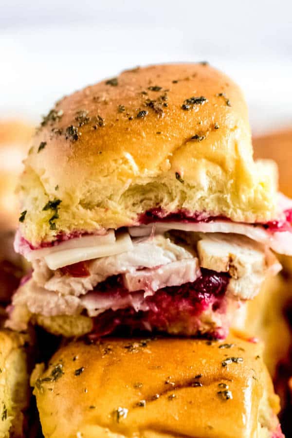 close up of turkey cranberry slider 