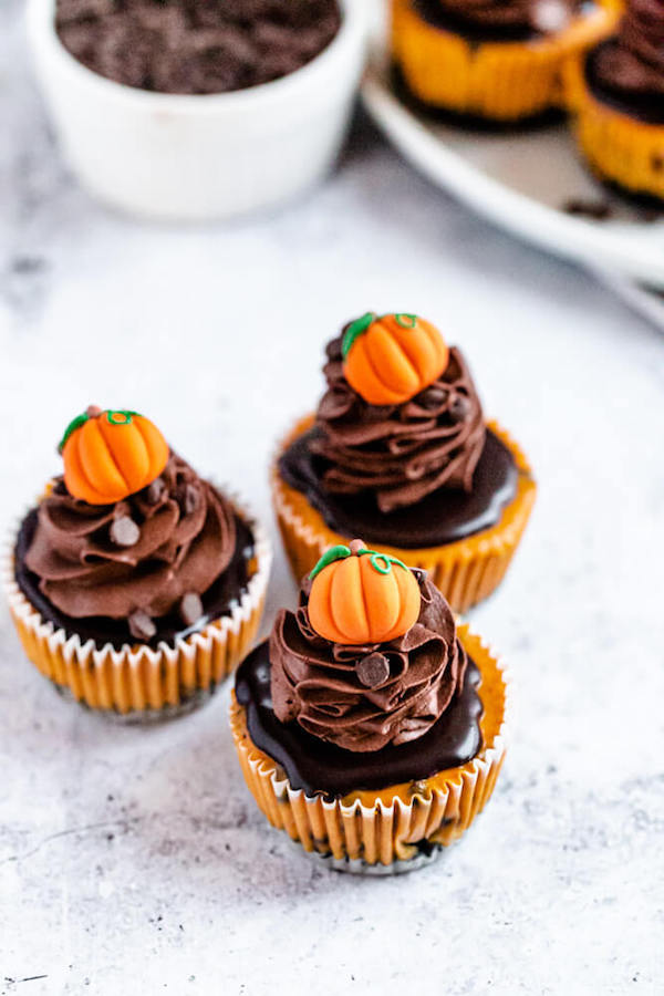 3 mini pumpkin cheesecakes 