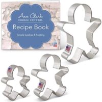 Ann Clark Cookie Cutters 3-Piece Gingerbread Man Cookie Cutter Set with Recipe Booklet, 2.9", 3.75", 5"