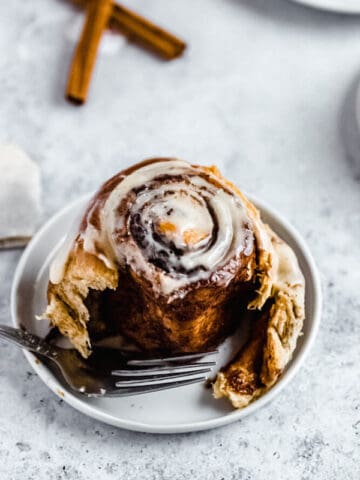 chai cinnamon roll half eaten