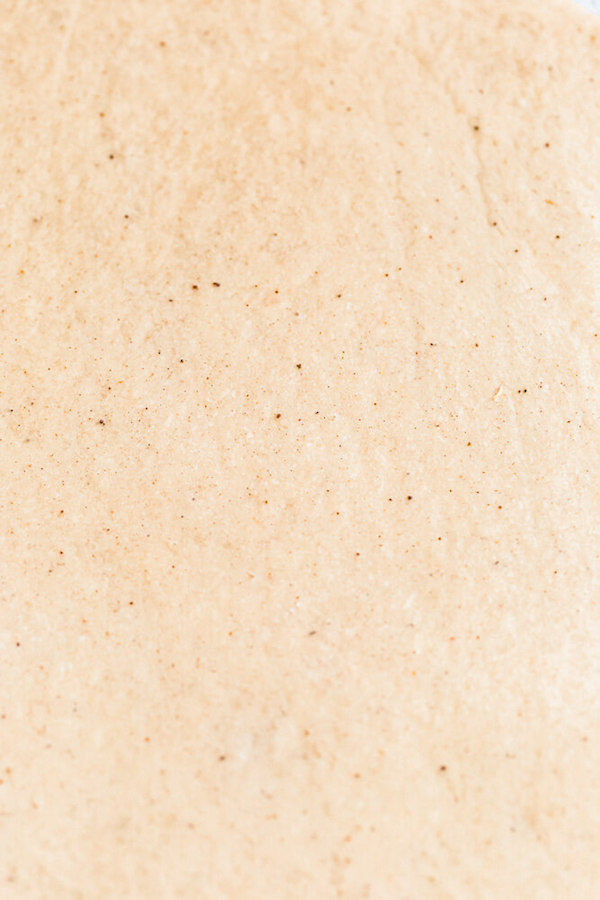 close up of rolled out chai dough