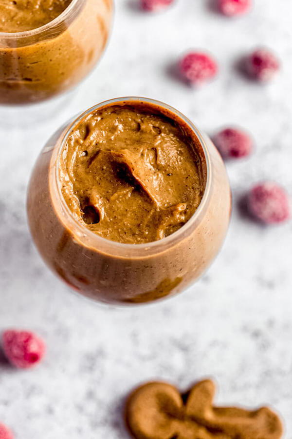 gingerbread pudding in a wine glass