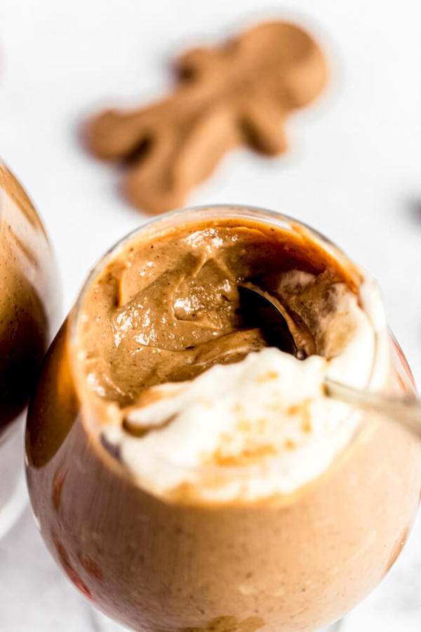 gingerbread pudding in a wine glass