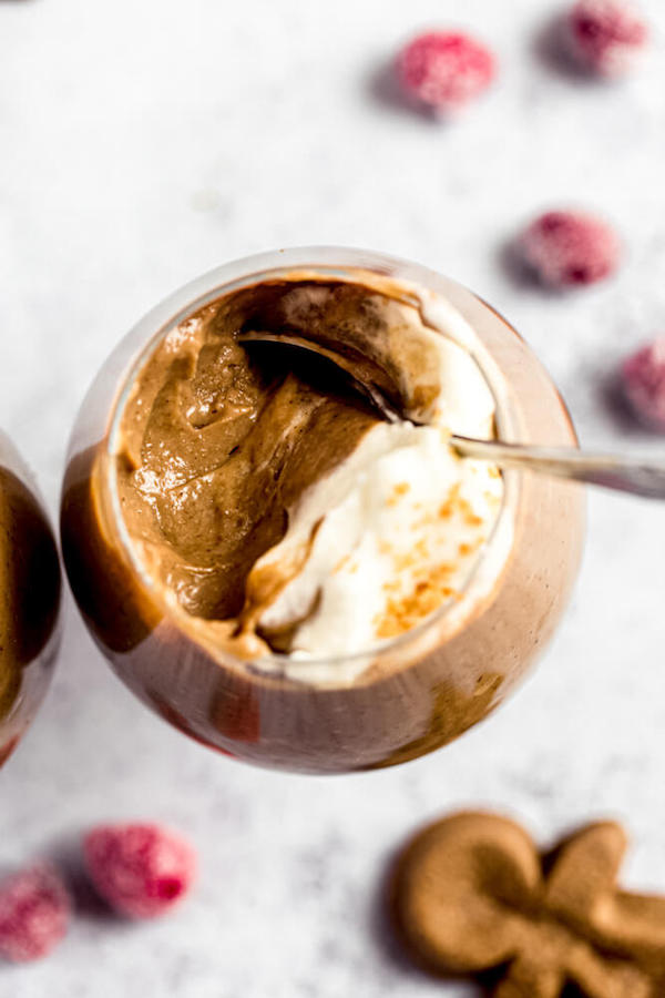 gingerbread pudding in a wine glass