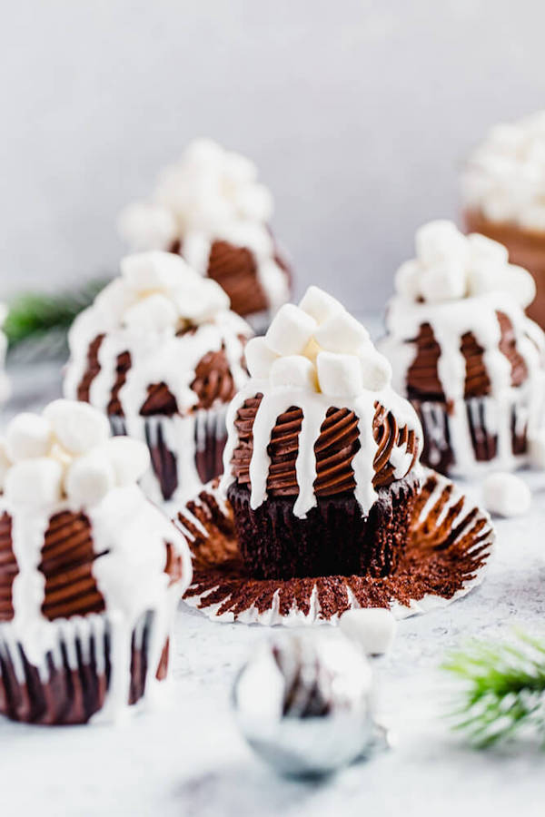 unwrapped hot chocolate cupcake