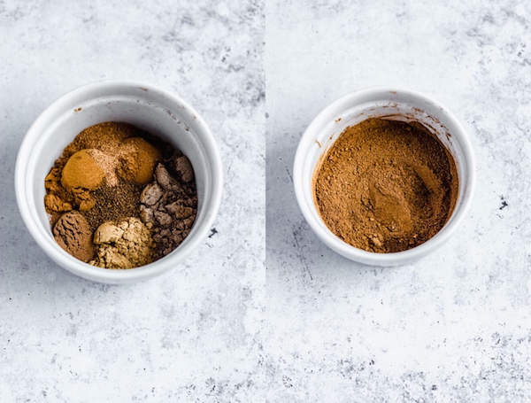 homemade chai spice before and after