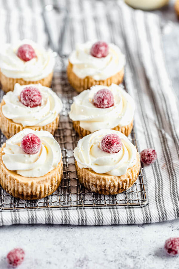 mini eggnog cheesecakes on a safety grater