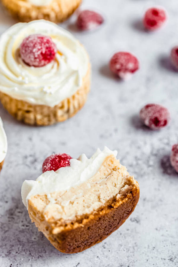 halved mini cheesecake