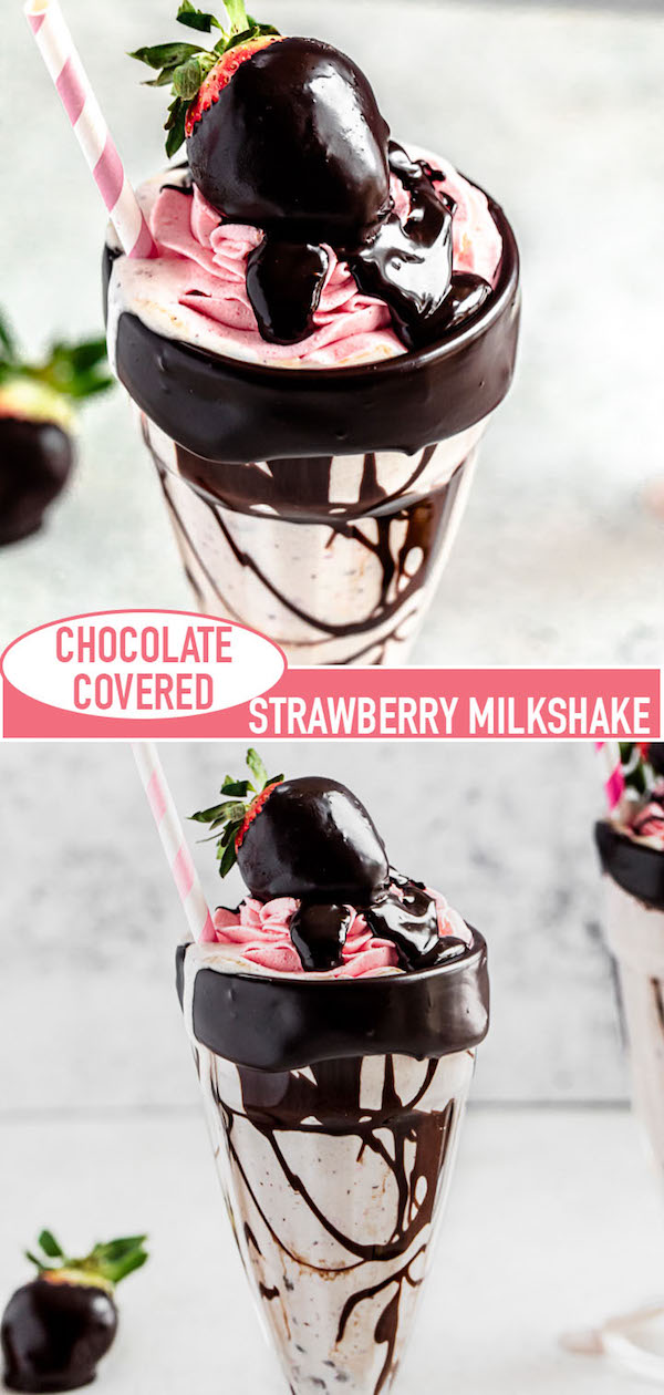 chocolate strawberry milkshake long pin image