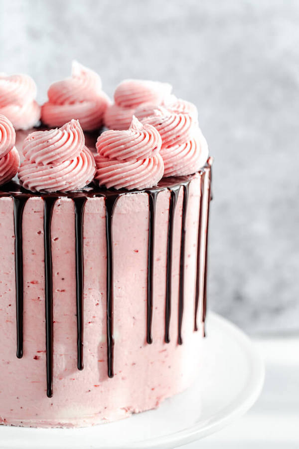 close up of cake on a cake stand