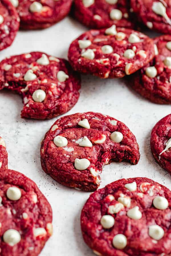 close up of cookies with bite taken out of two