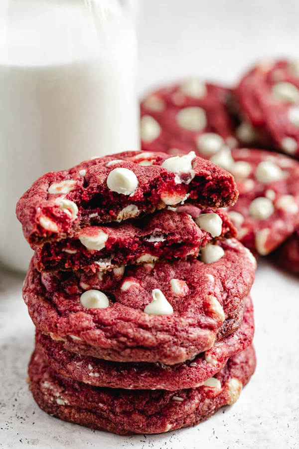 stack of cookies with halved cookies on top