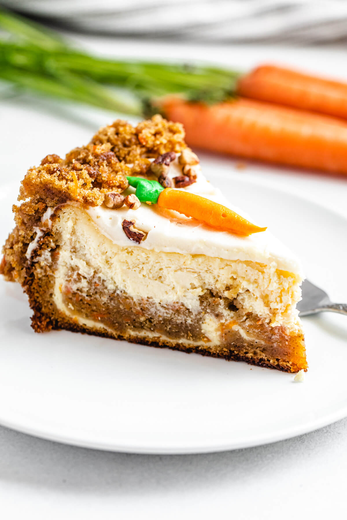 slice of cheesecake on a white plate 