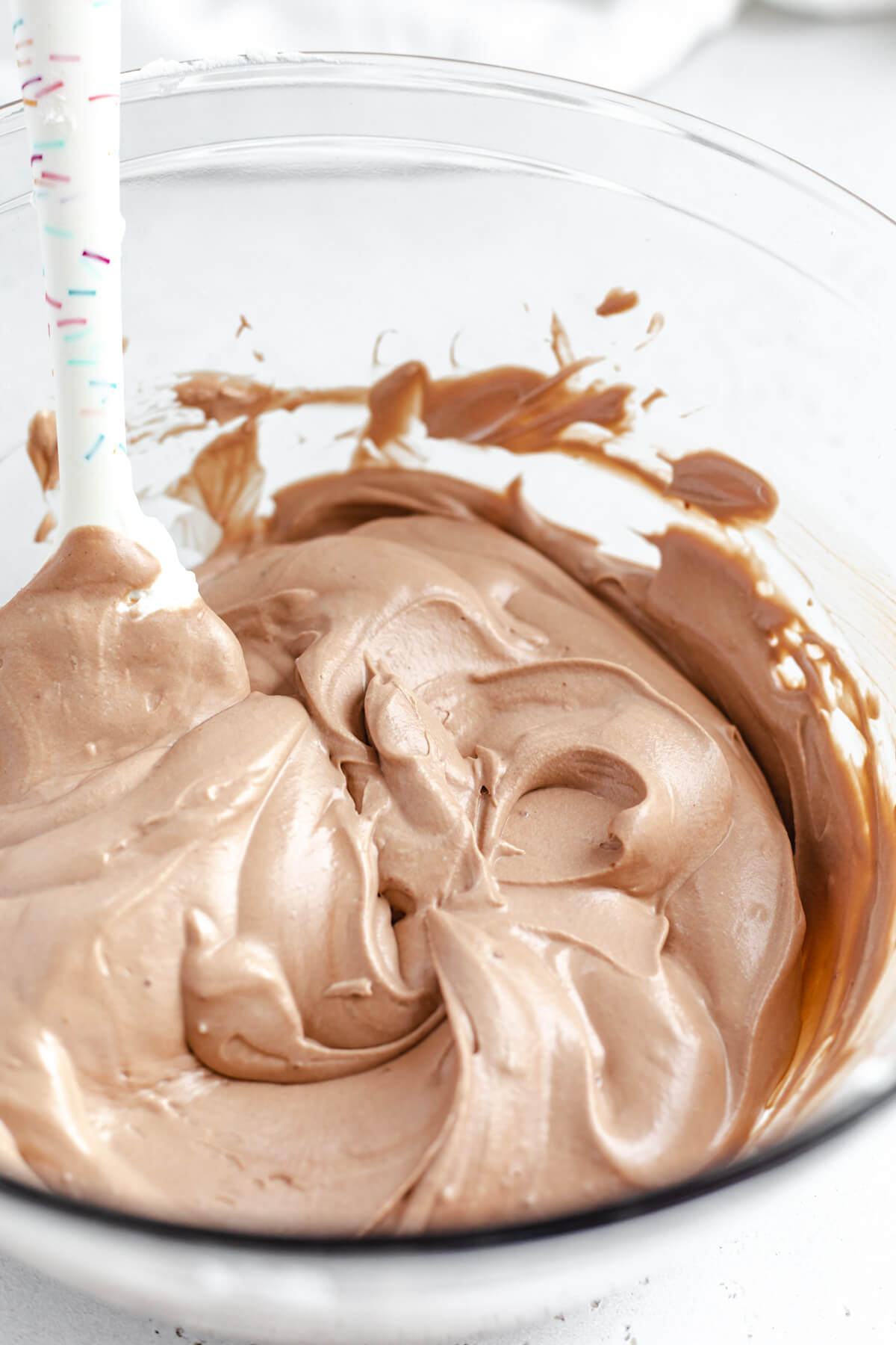 chocolate mousse in a large glass bowl