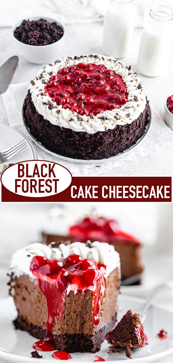 long pin image for black forest cheesecake