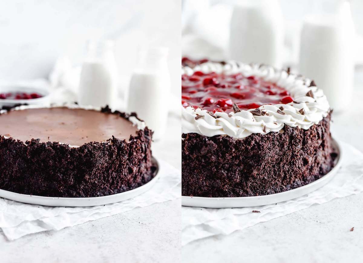 collage of cake crumbs on side of cheesecake