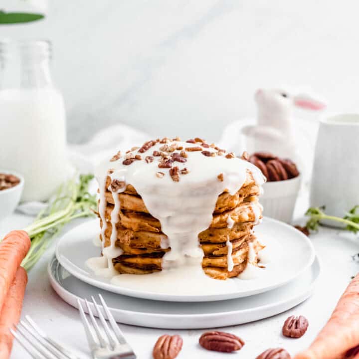 Carrot Cake Pancakes with Cream Cheese Glaze