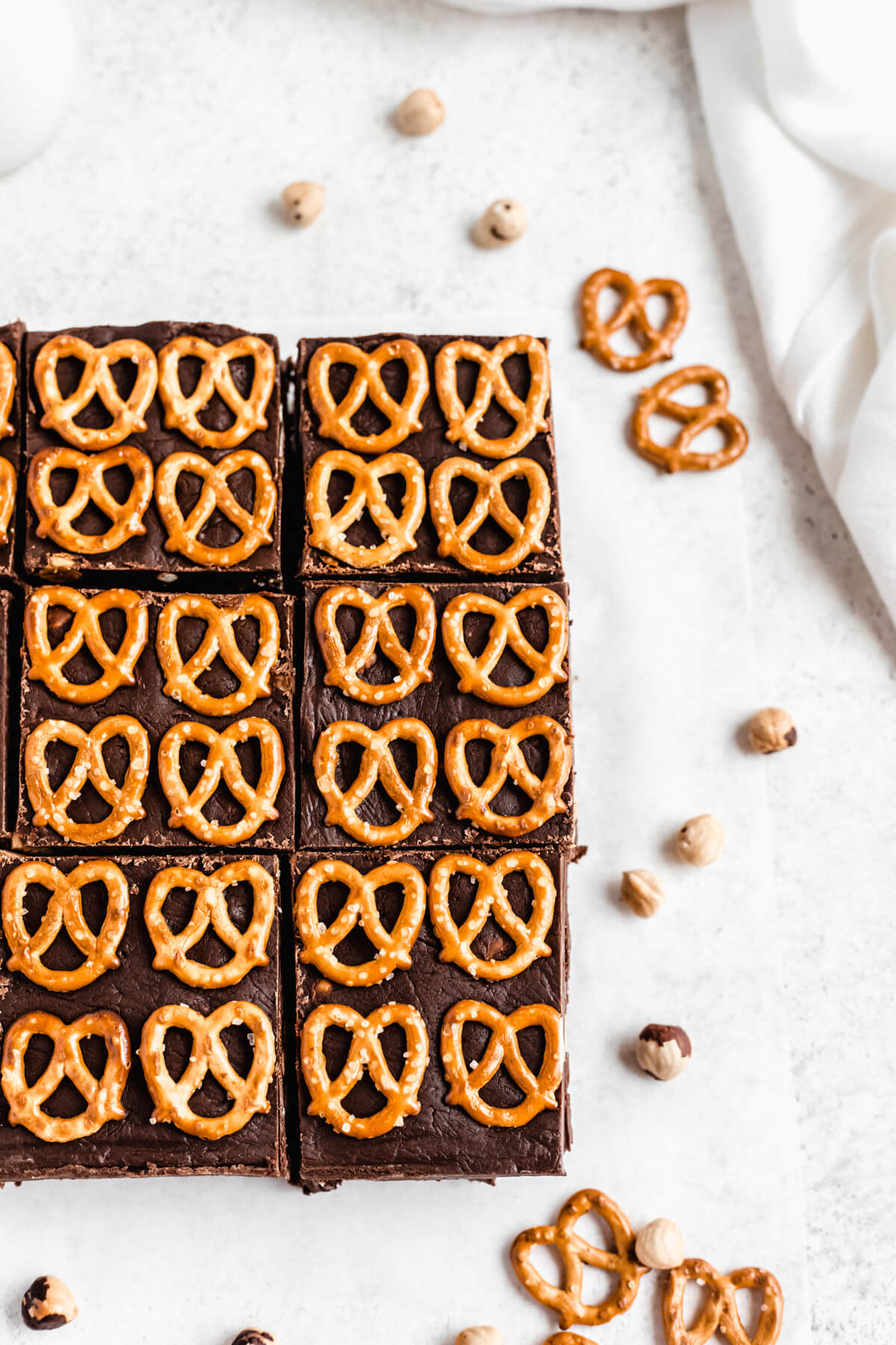 pretzel topped Nutella fudge brownies