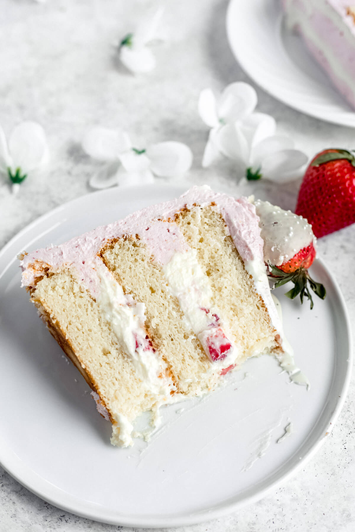 slice of cake on a white plate