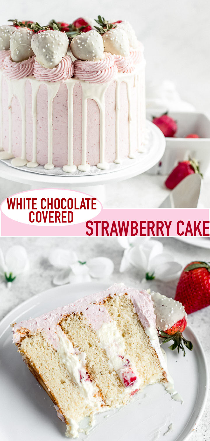 long pin image for white chocolate strawberry cake