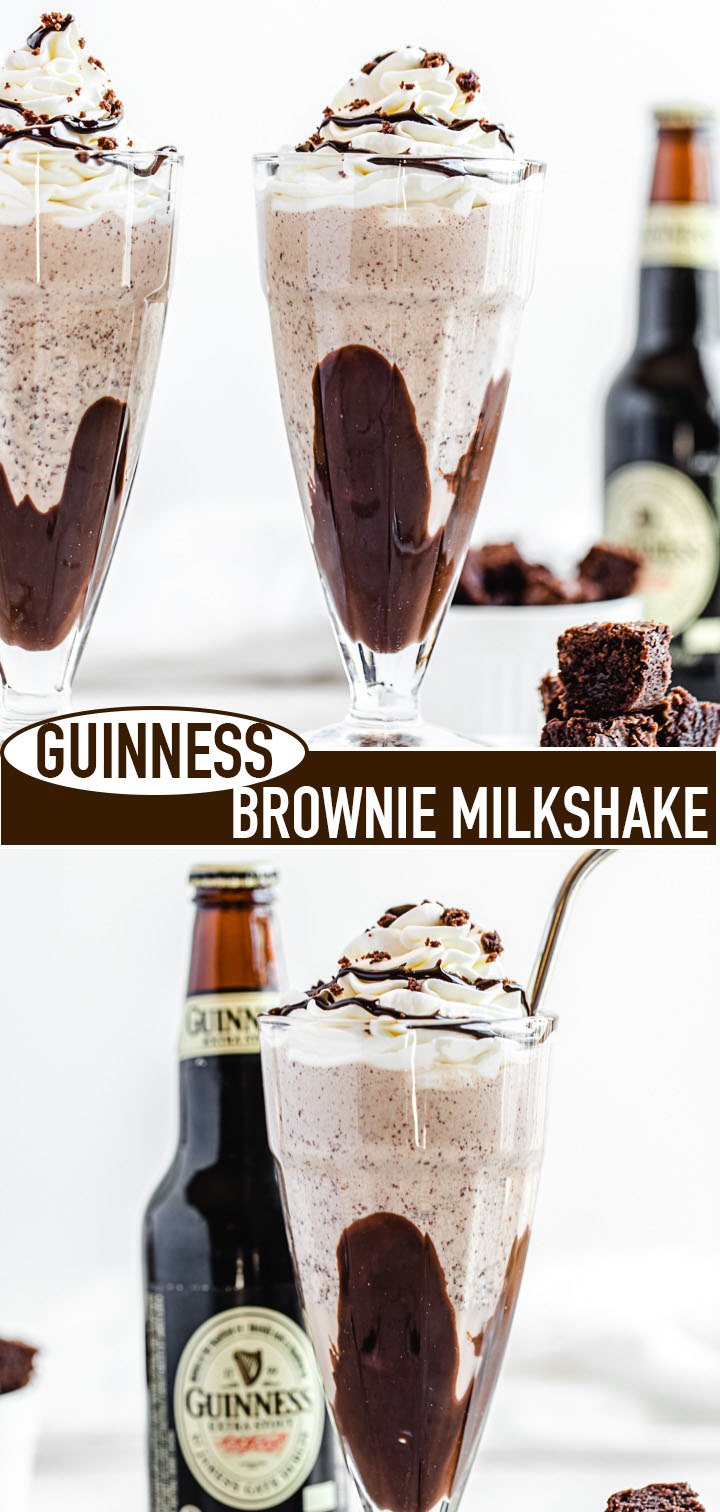 two photo image collage of milkshakes with recipe title in the middle