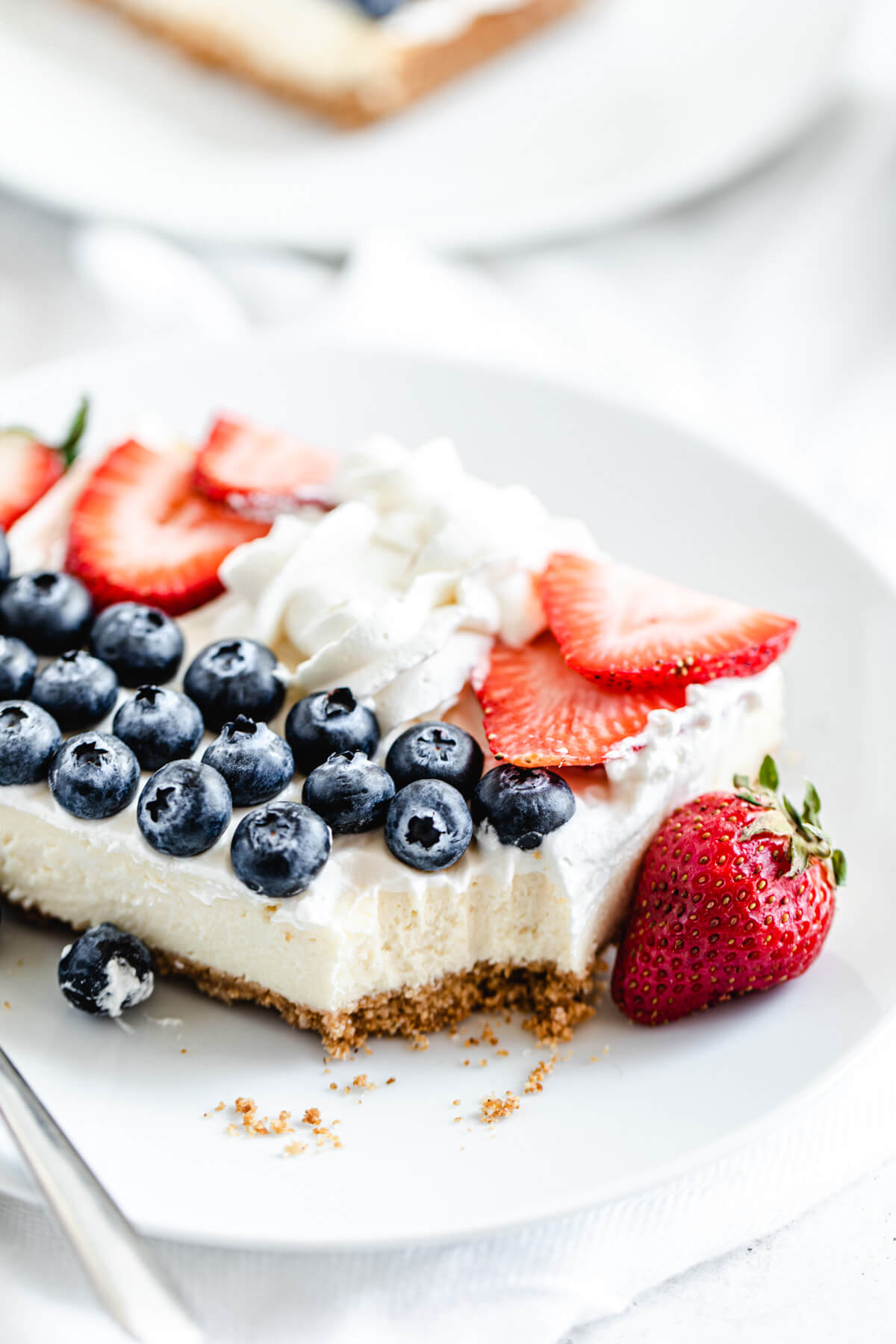 slice of cheesecake on a white plate