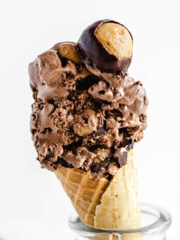 close up of ice cream cone in a glass jar