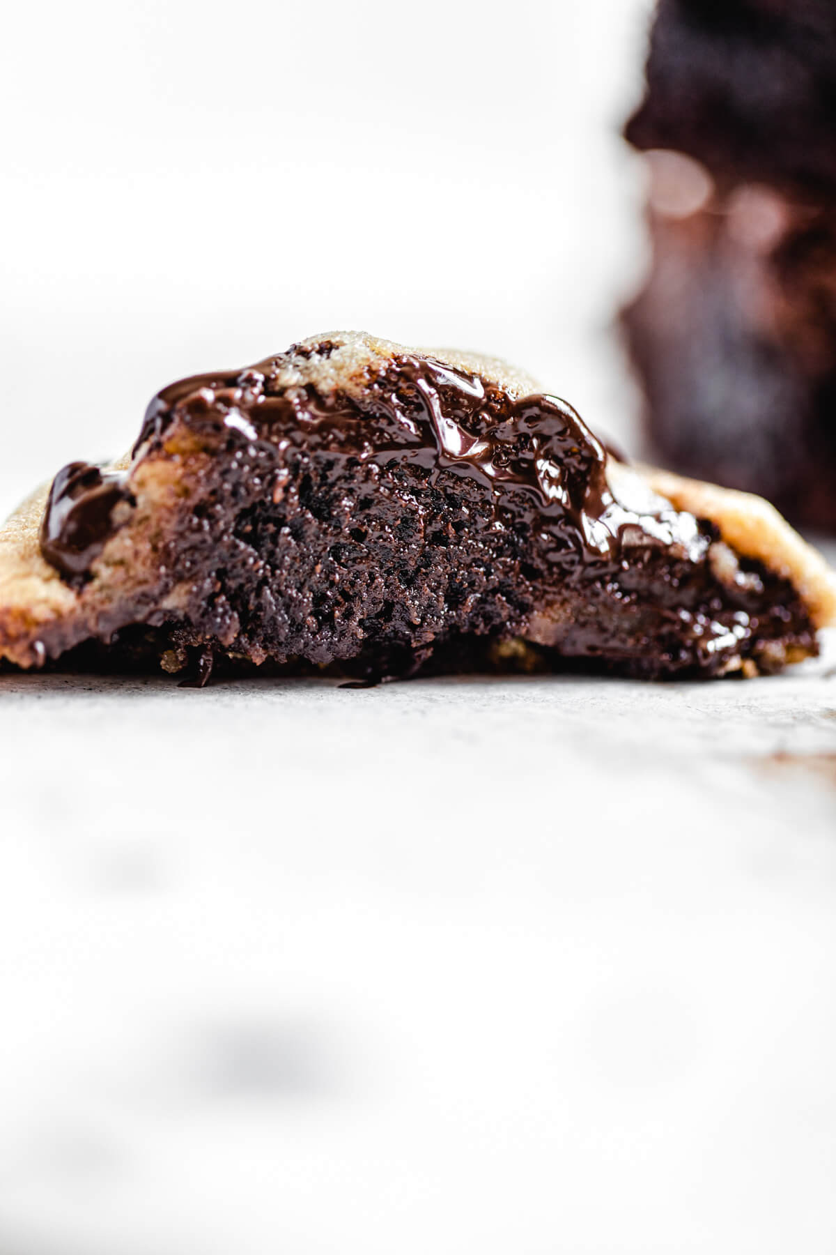 halved brownie stuffed cookie