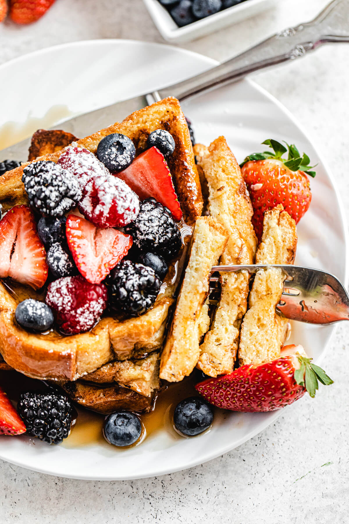 French toast with slice taken off