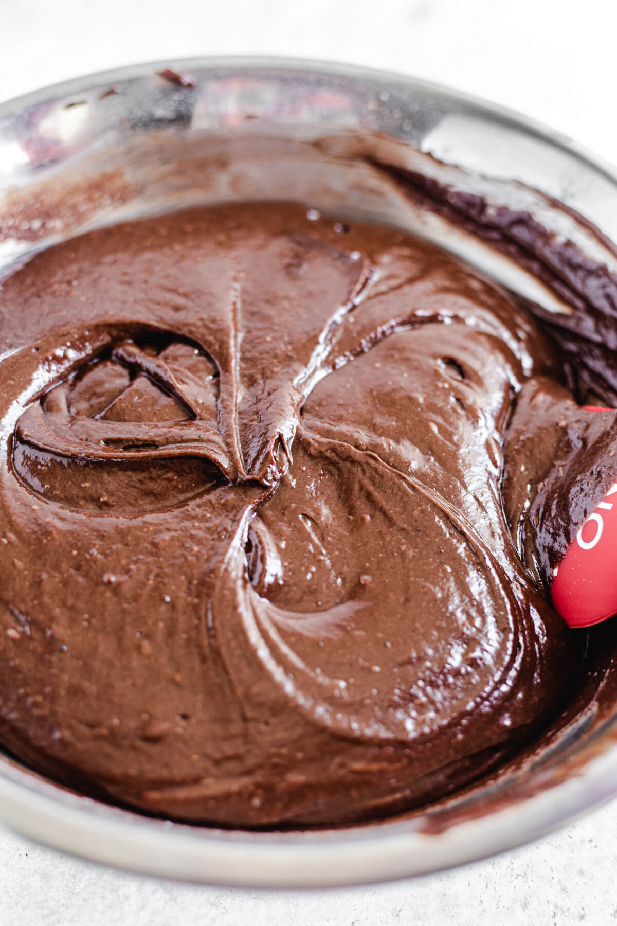 chocolate muffin batter in bowl