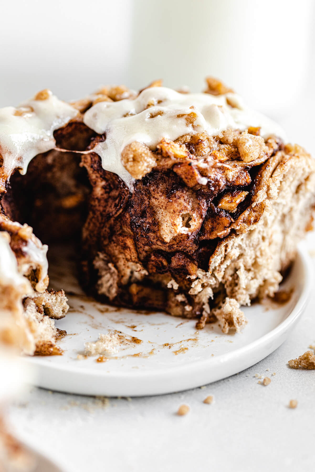 close up of opened cinnamon roll