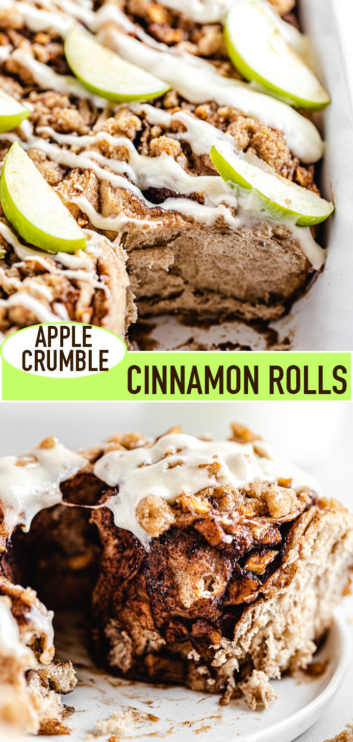 pin image for apple crumble cinnamon rolls