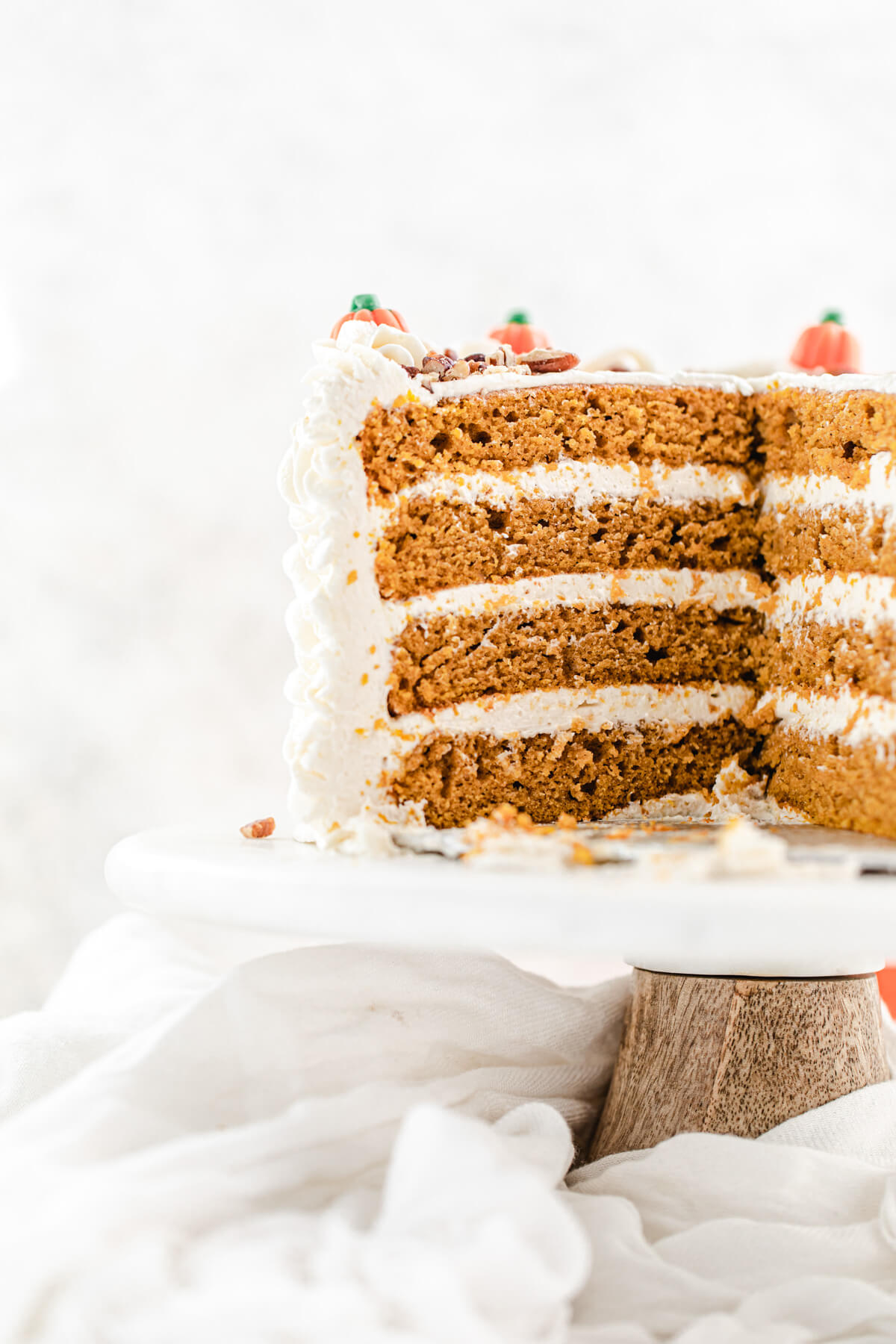 sliced cake on a cake stand