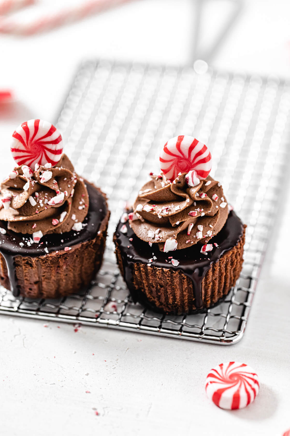 two mini cheesecakes on a safety grater