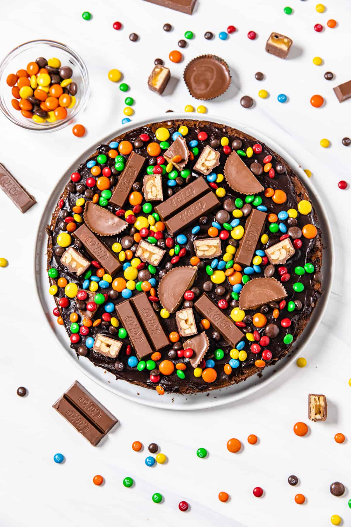 brownie topped with halloween candy
