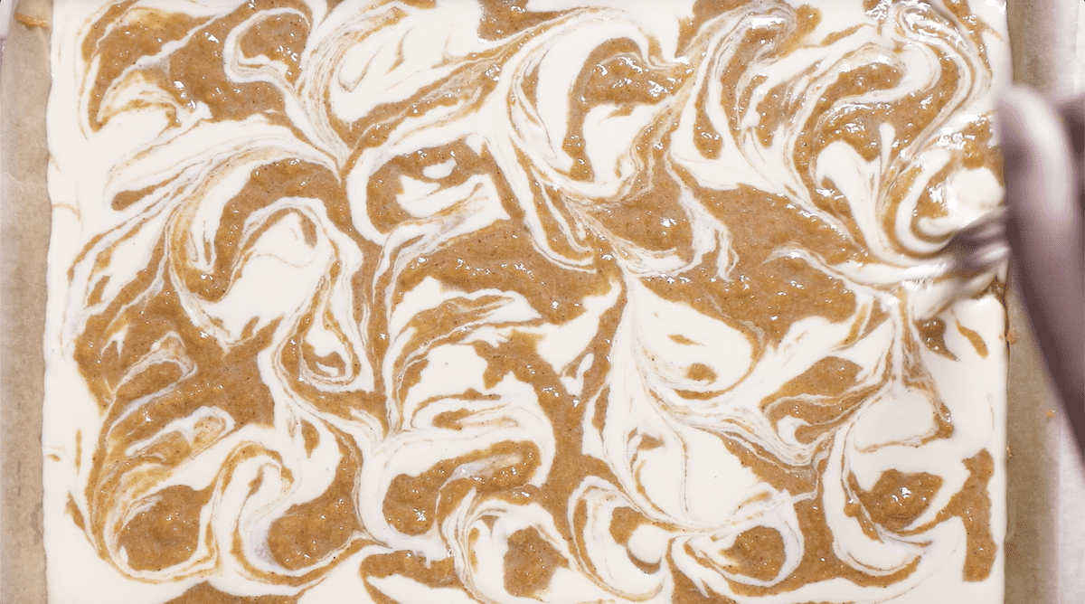 swirls of cheesecake and sweet potato pie